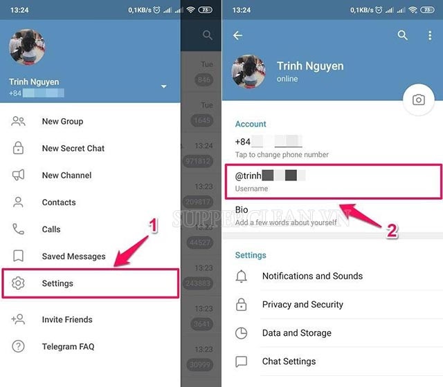 thay tên trên telegram