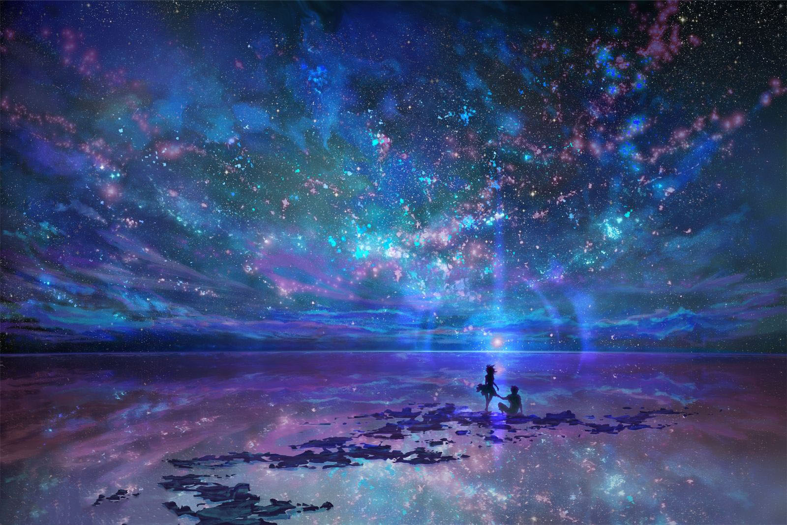 ảnh bầu trời đêm galaxy anime