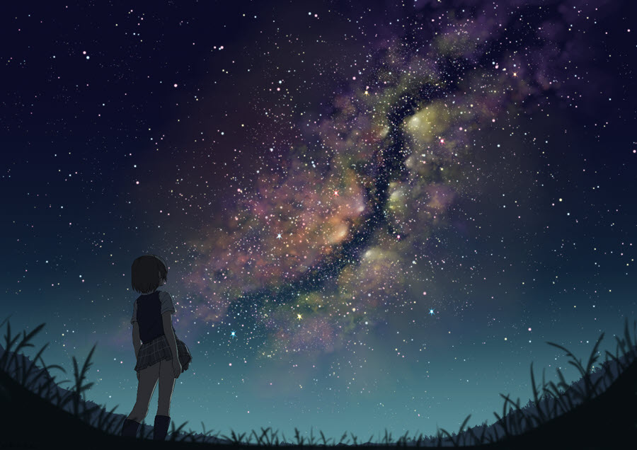 ảnh bầu trời đêm galaxy anime