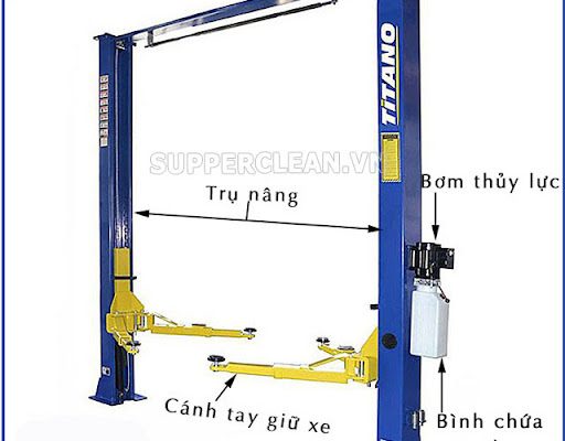 cầu nâng 2 trụ giằng dưới