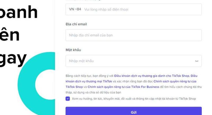 Form đăng ký tài khoản Tik Tok Seller
