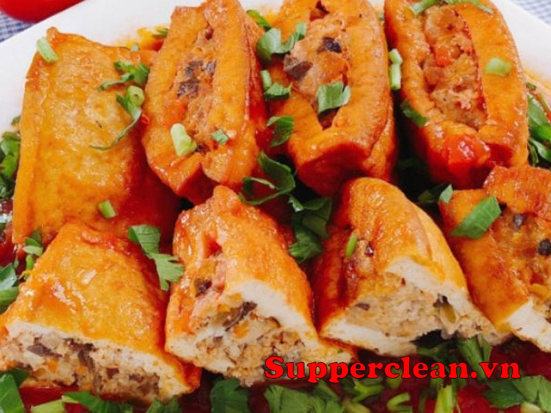 Đậu phụ nhồi thịt sốt cà chua Hương vị đậm đà dễ ăn