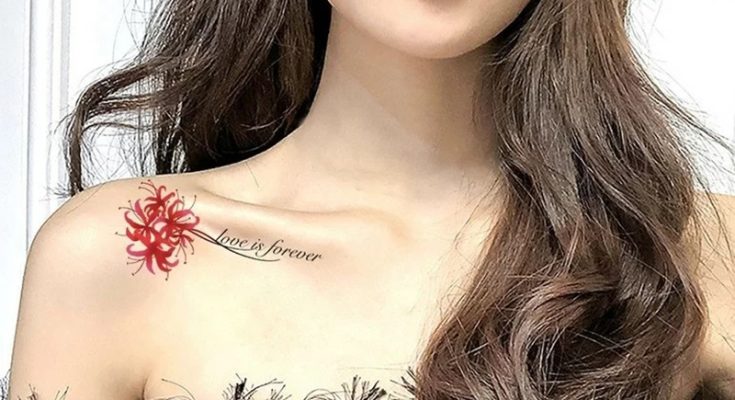 Xăm hoa bỉ ngạn dưới quai xanh