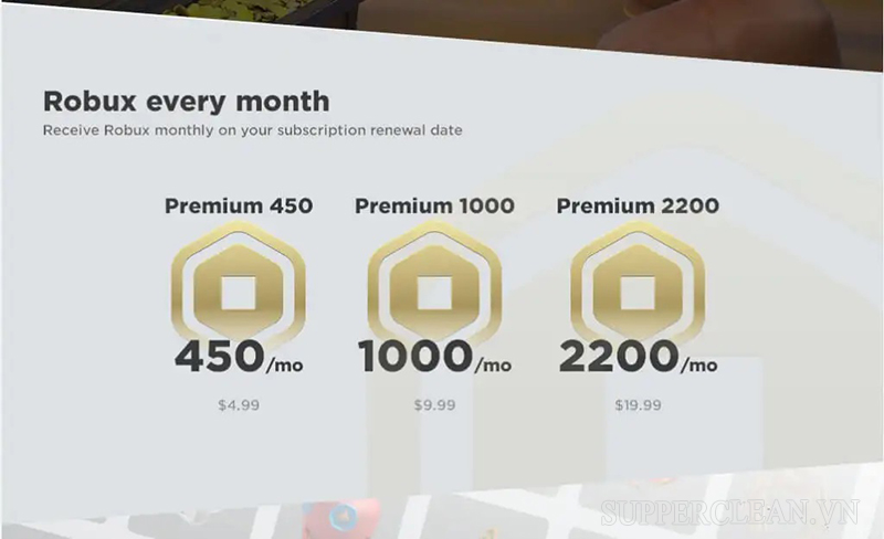 Chi phí sử dụng dịch vụ Roblox Premium