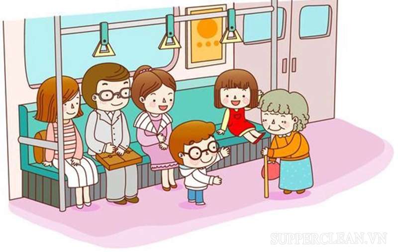 Dạy trẻ nhường ghế cho người cao tuổi khi đi xe bus