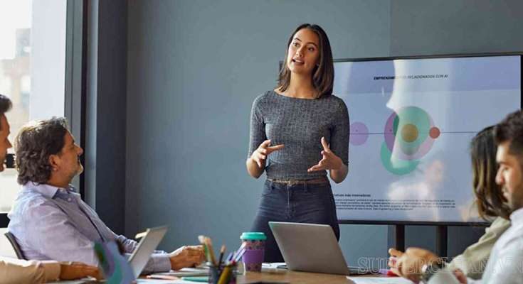 Pitching có nghĩa là thuyết trình dự án hoặc ý tưởng kinh doanh để thu hút sự quan tâm của nhà đầu tư