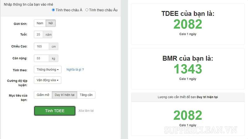 Công cụ tính chỉ số TDEE online cho kết quả nhanh chóng và chính xác 