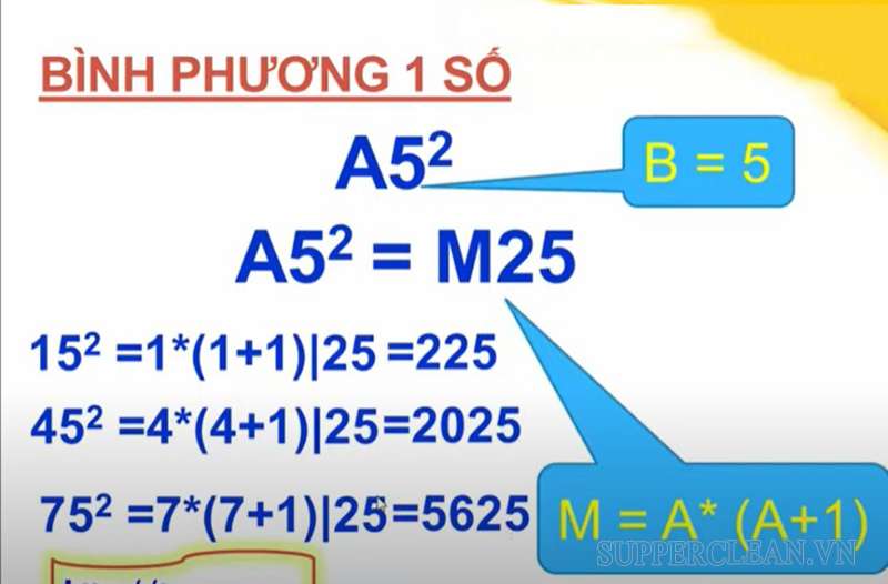 Mẹo tính bình phương số có tận cùng là 5