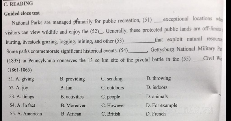 Cloze test là bài tập điền từ còn thiếu vào chỗ trống trong tiếng Anh