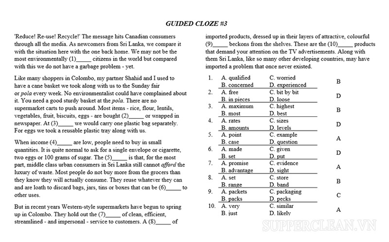 Dạng bài guided cloze test