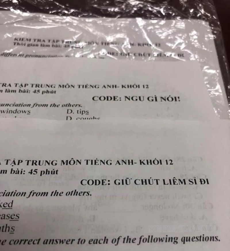 Nhẽ ra thầy cô phải chuyển mã đề thi sang tiếng Anh cho đúng combo