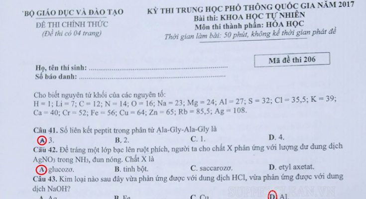 Mã đề thi thường được đánh dấu bằng các số tự nhiên