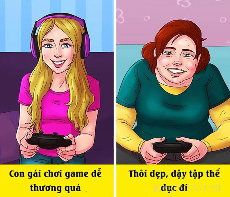 Một cô gái xinh đẹp dù chơi game “gà” đến đâu vẫn thấy dễ thương; ngược lại, một cô gái béo thì làm gì tốt cũng bị chê tệ