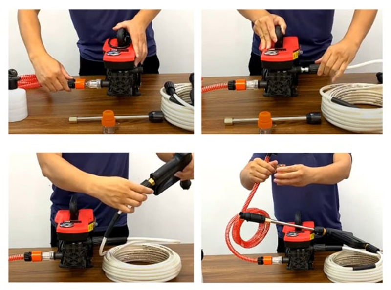 Lắp đặt và sử dụng máy rửa xe cầm tay dùng điện trực tiếp 