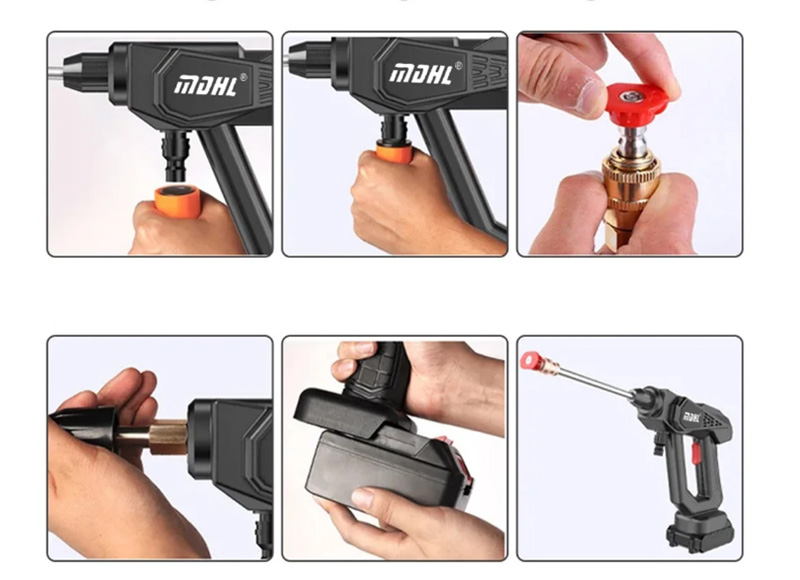 Lắp đặt và sử dụng máy rửa xe cầm tay dùng pin