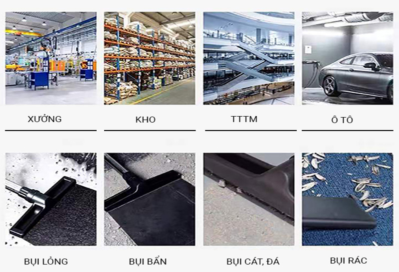 Máy hút bụi công nghiệp 60L có tính ứng dụng cao